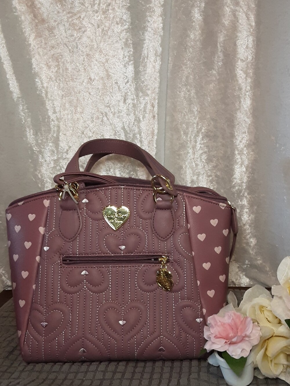 Luv Betsey Mauve Pink Heart-Accent Tote Bag